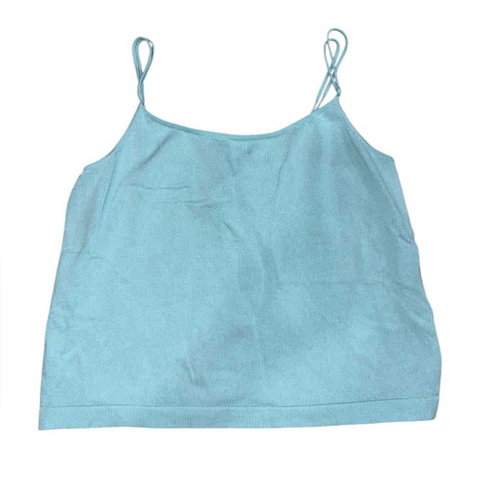 Vince 100% Cotton Ribbed Spaghetti Strap Sky Blue Camisole Top Size Small